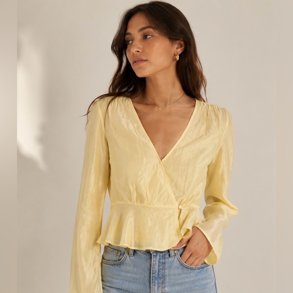 Madewell Yellow Ruffle Wrap Blouse Size 0